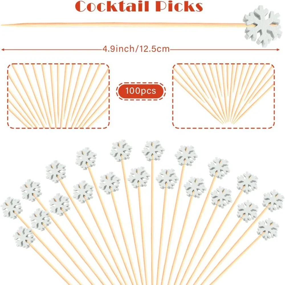 Charming Snowflake Appetizer Picks - 100pcs 4.7